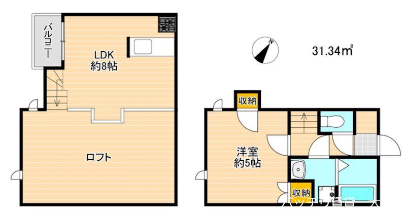 CB奈多ミルト(1LDK/1階)の間取り写真