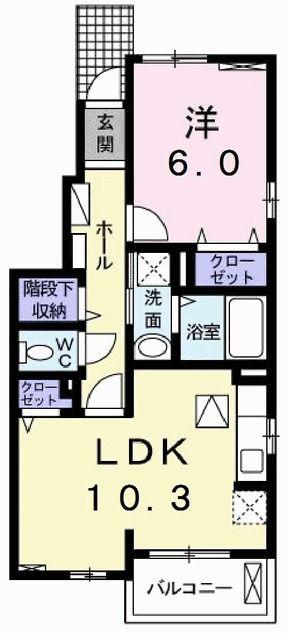 プロスパーI(1LDK/1階)の間取り写真