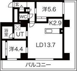 F012KOTONI(2LDK/6階)の間取り写真