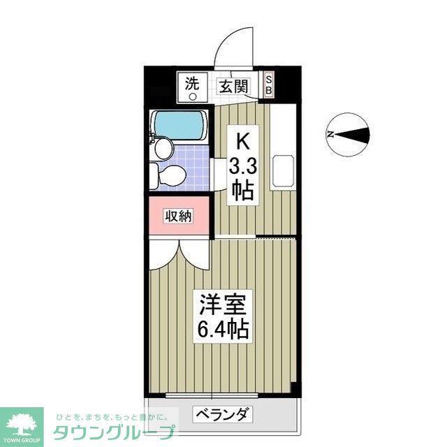 ベルデ新川(1K/2階)の間取り写真