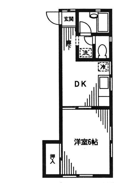 ユーハイム(1DK/2階)の間取り写真