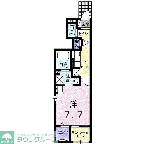 スクエアIS V(1K/1階)の間取り写真