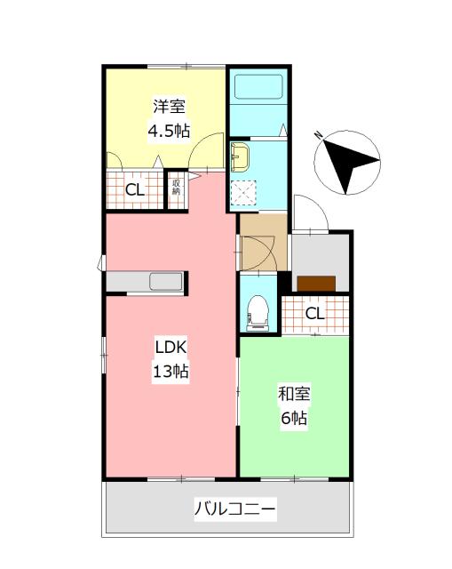 エマーユ城南A・B・C(2LDK/2階)の間取り写真