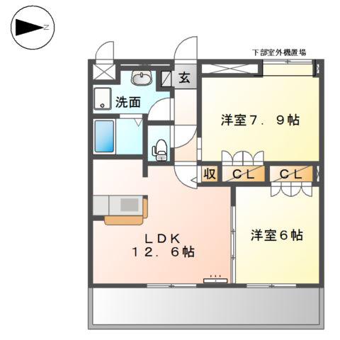 イーストピア(2LDK/2階)の間取り写真