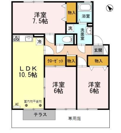 エルフタウン吉久 G(3LDK/1階)の間取り写真