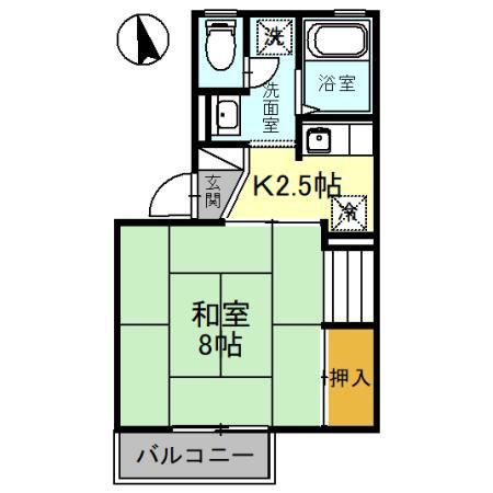 ロイヤルファミール C(1K/2階)の間取り写真