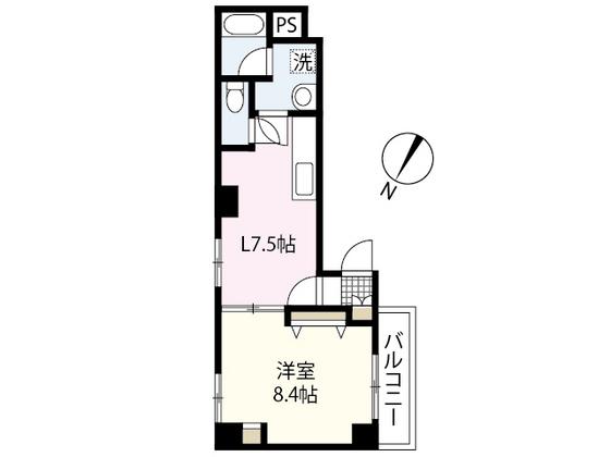 グラディール堺町(1LDK/4階)の間取り写真