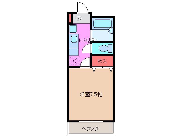 佐貫ルビーハイムII(1K/2階)の間取り写真
