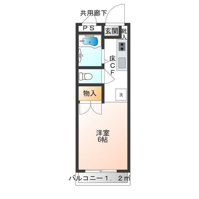 ポールメゾンⅠ(1K/3階)の間取り写真