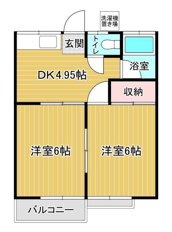 みどりハイツ(2DK/1階)の間取り写真