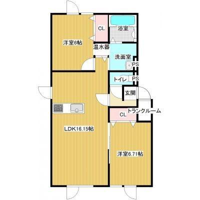 ライジングステージI(1LDK/1階)の間取り写真
