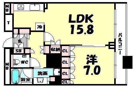 THE KITAHAMA(1LDK/25階)の間取り写真