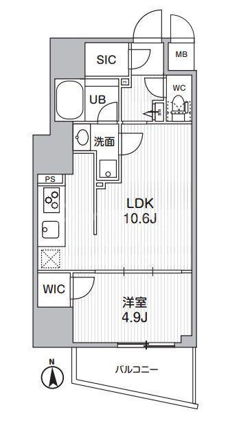 S-RESIDENCE蔵前BALM(1LDK/12階)の間取り写真