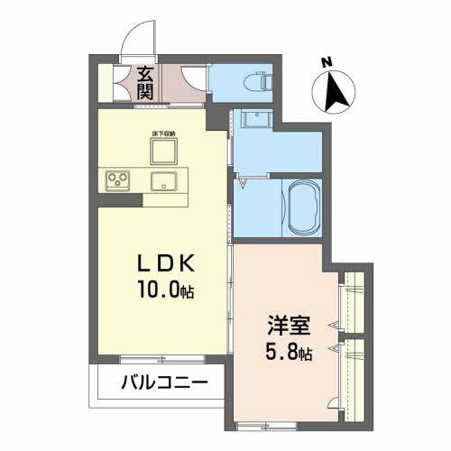 SPRING南鍛冶町II(1LDK/1階)の間取り写真