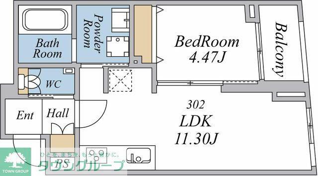 エクセルシオール荏原町(1LDK/3階)の間取り写真