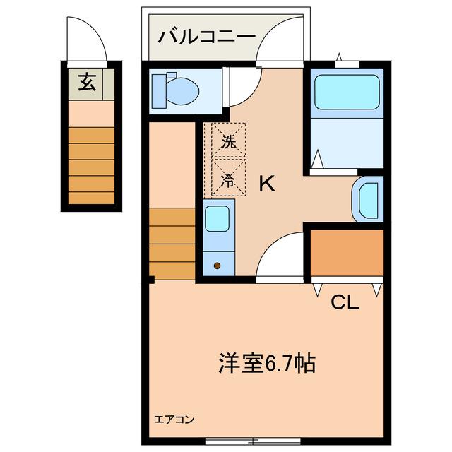 TERAS若泉(1K/2階)の間取り写真