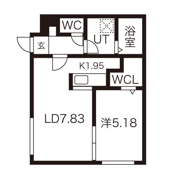 ECOA北27条(1LDK/1階)の間取り写真