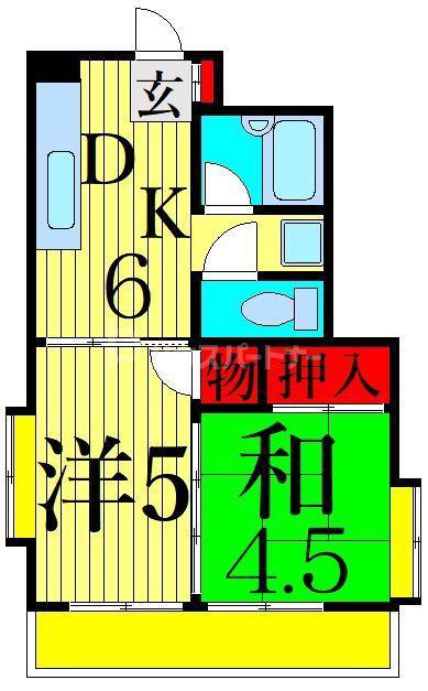 サンリバースあーる(2DK/3階)の間取り写真