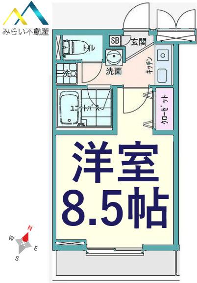 カーサコリーナ山手(1K/1階)の間取り写真
