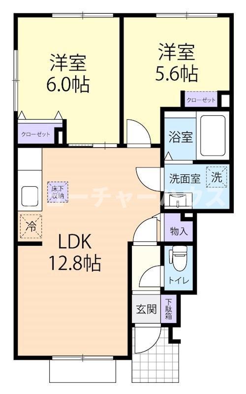 LA VITA COMODA(2LDK/1階)の間取り写真
