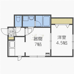 マープル平岸(1LDK/4階)の間取り写真