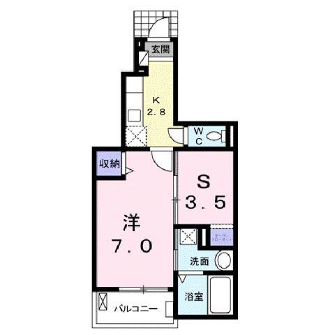 エスポワール I(1SK/1階)の間取り写真