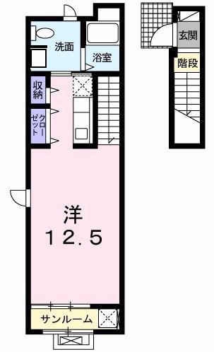 グレイスガーデン(ワンルーム/2階)の間取り写真