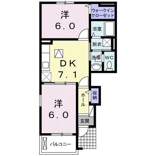 フィデール(2DK/1階)の間取り写真