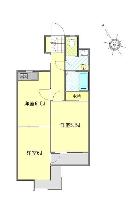 FUJISAWA SAKURA RESIDENCE(2DK/5階)の間取り写真
