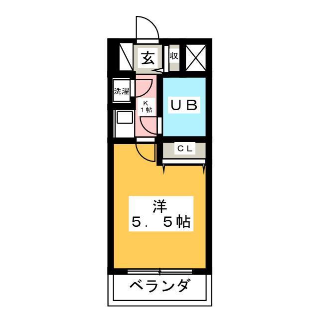 ライオンズマンション本厚木第3(1K/2階)の間取り写真
