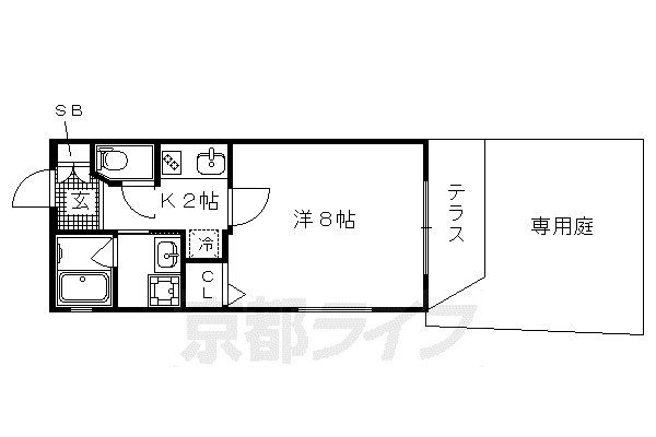 ベラジオ京都鞍馬口(1K/1階)の間取り写真