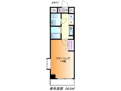 パトリア桜ヶ丘(1K/4階)の間取り写真