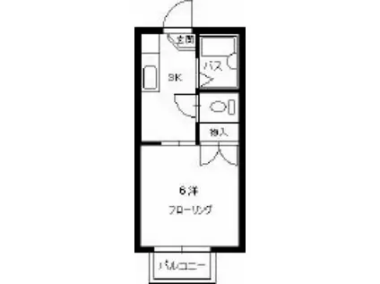 サマックスセシオン(1K/2階)の間取り写真