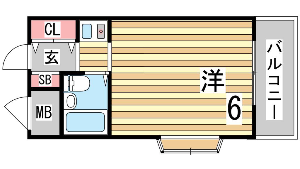 村雨ハイツ(1K/4階)の間取り写真