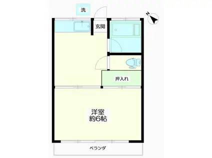 グリーンハイツ関口I(1DK/1階)の間取り写真