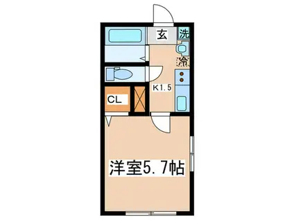 ロジュマン日野南平II番館(1K/1階)の間取り写真