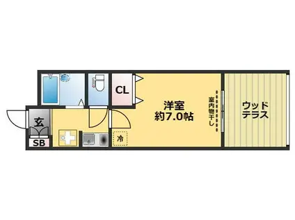 キャンパスヒルズ 鈴蘭台(1K/1階)の間取り写真