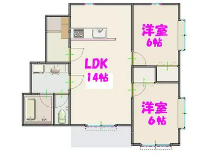 グランデージュ タカムラ(2LDK/2階)の間取り写真
