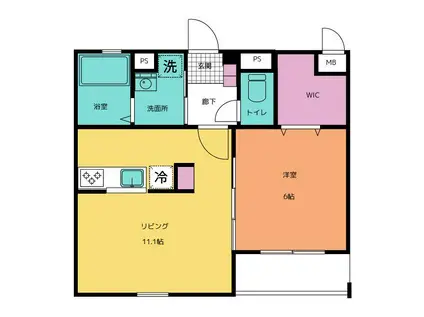 マイエス櫛引(1LDK/1階)の間取り写真