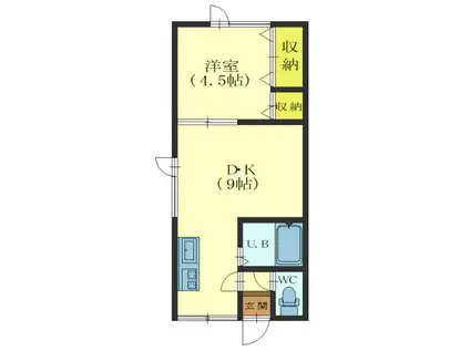 パルティールVI(1DK/1階)の間取り写真