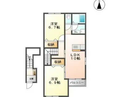 グランドール・K(2LDK/2階)の間取り写真