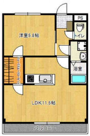 クレモンポイントA棟(1LDK/2階)の間取り写真