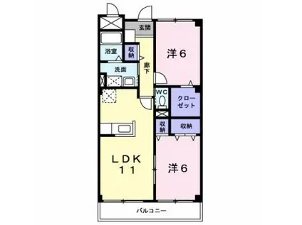 エバーグリーン桜川(2LDK/1階)の間取り写真