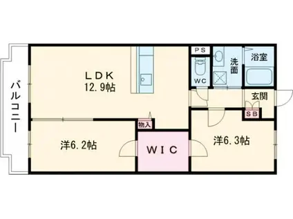 ドルチェ(2LDK/2階)の間取り写真