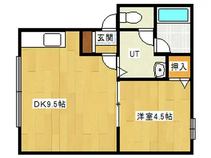 エスポワールII(1DK/2階)の間取り写真