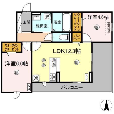ル コンテ(2LDK/2階)の間取り写真