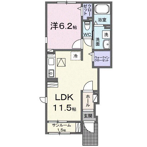 アイランドヒルズ右籾 III(1LDK/1階)の間取り写真