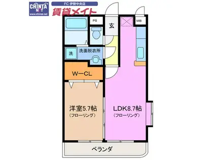 アルタイル(1LDK/2階)の間取り写真