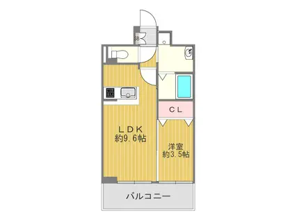 ラウレア田辺(1LDK/6階)の間取り写真