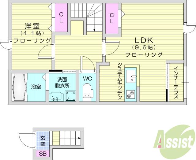 アヴニールブリエ(1LDK/2階)の間取り写真